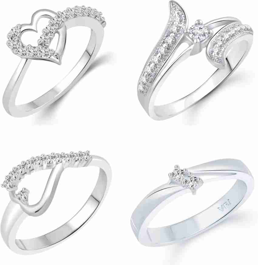 VIGHNAHARTA Regular Fit mix Size Rings for Women and Girls Alloy Brass Cubic Zirconia Rhodium Plated Ring Set Price in India Buy VIGHNAHARTA Regular Fit mix Size Rings for Women and