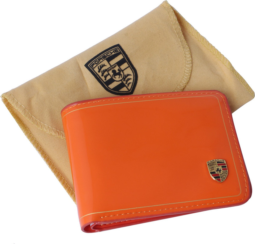 Porsche Shining Men Orange Canvas Wallet Orange Price in India