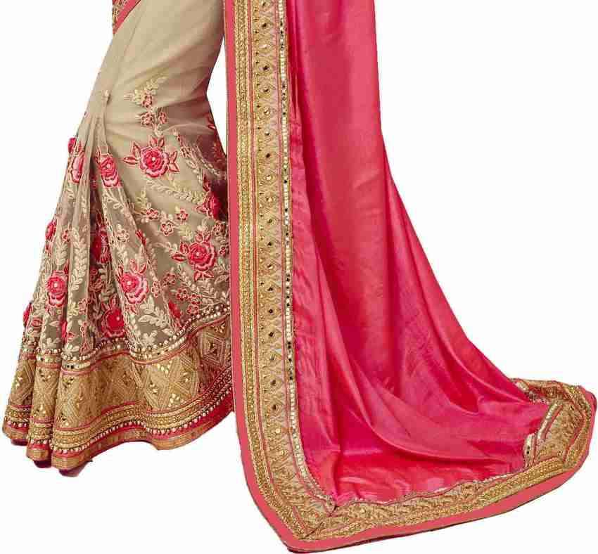 Buy Sasimo Embroidered Bollywood Cotton Blend Georgette Pink