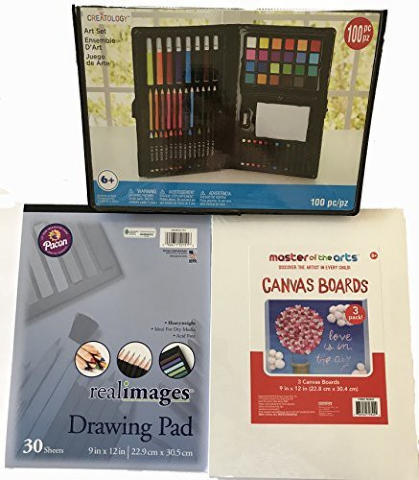 Creatology 100 Piece Kids Art Set, 30 sheet Drawing Pad, and a 9 x 12  canvas board - 100 Piece Kids Art Set, 30 sheet Drawing Pad, and a 9 x 12