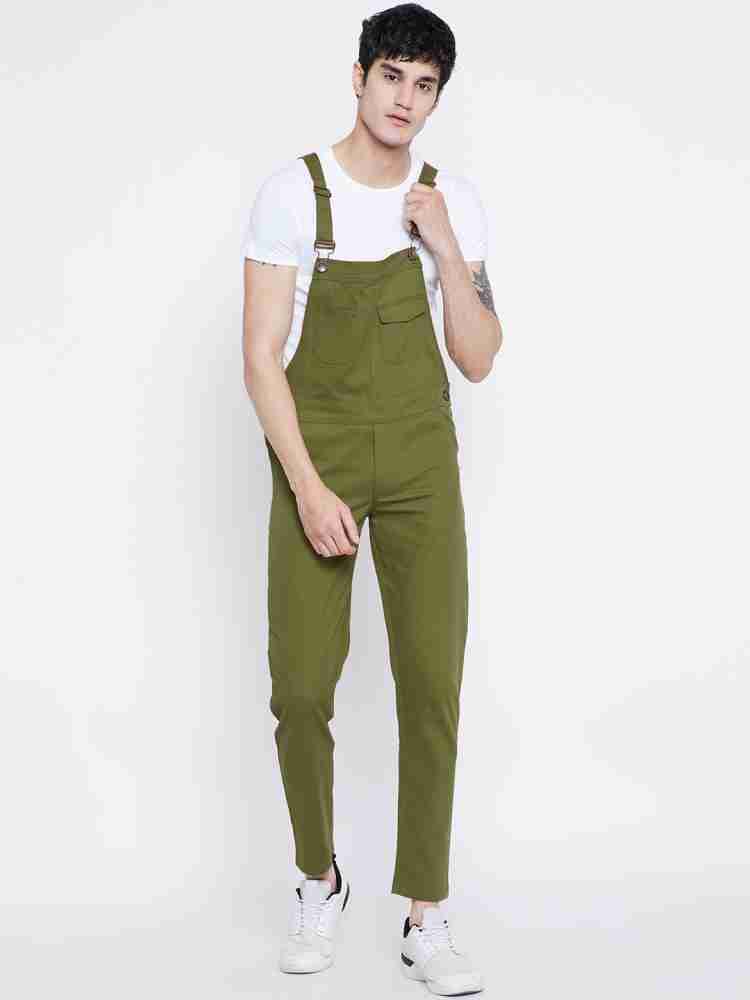 BERTIE Relaxed Fit Cord Dungarees Olive, 54% OFF