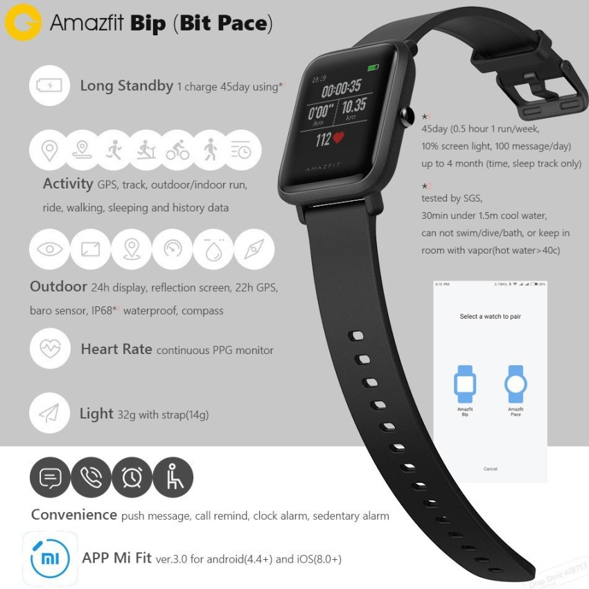 huami Amazfit Bip Fitness Tracker Touch Screen Waterproof Fitness Band Buy huami Amazfit Bip Fitness Tracker Touch Screen Waterproof Fitness Band Online at Best Prices in India Amazfit Sports Fitness