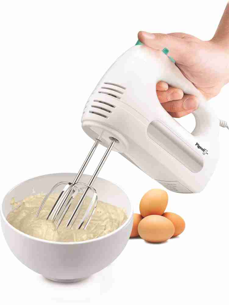 Pigeon Modern Cucina Hand Mixer with Chrome Beater and Dough Hook Stainless  Steel Attachments 7 Speed Setting, Beater for Cake Egg Bakery (300 Watts)