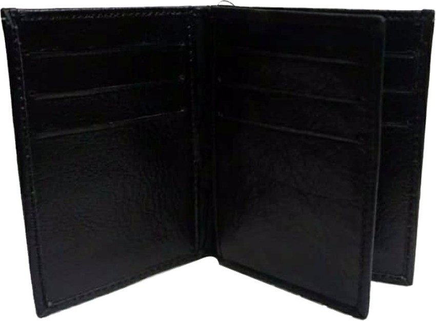 Black Alligator Leather Vertical Bifold Wallet Large Capacity | DUN16