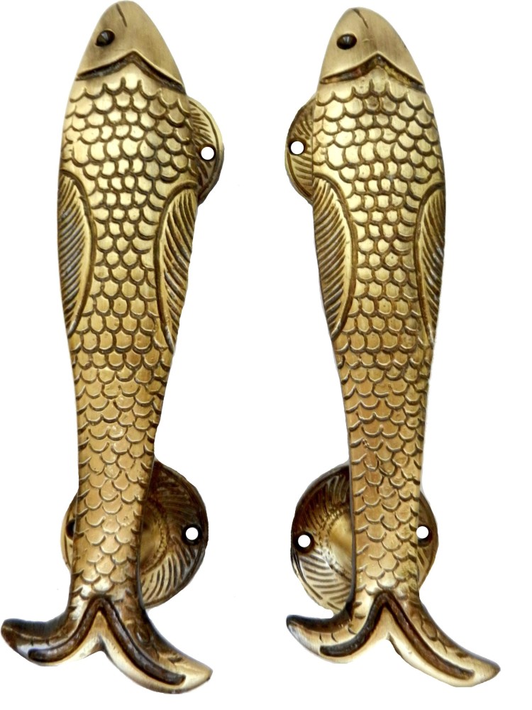 Brass Fish Door Handles - a Pair