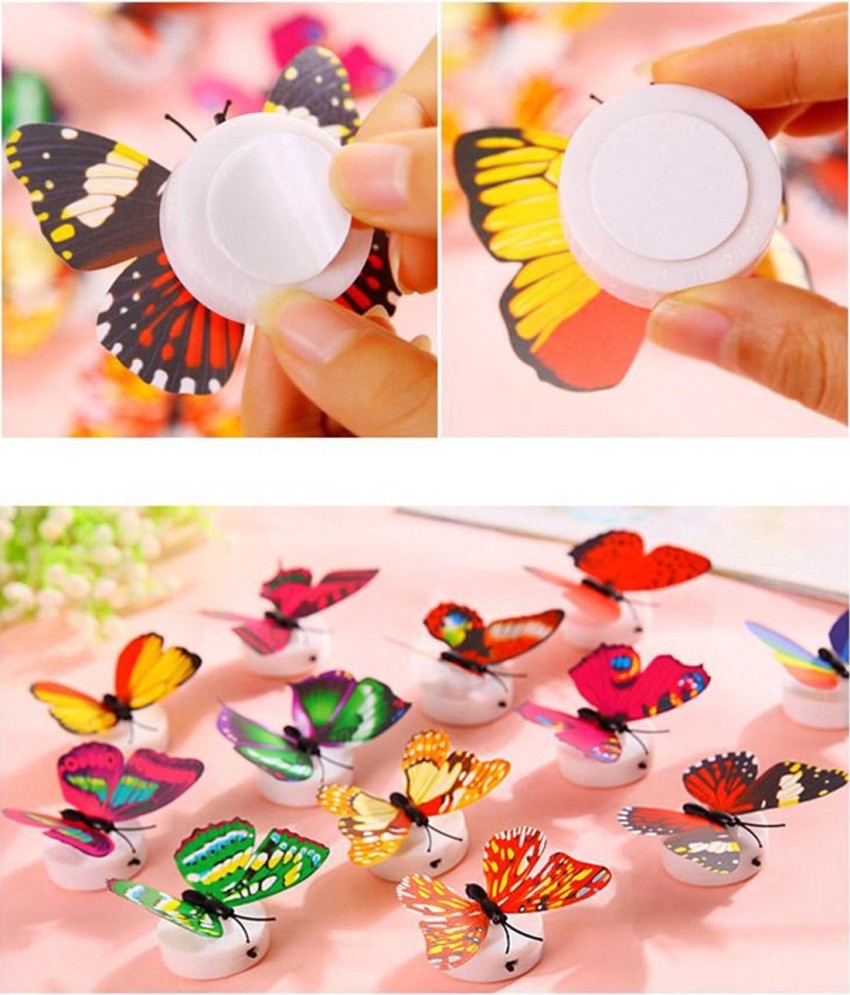 Rangoli ?? 25.4 cm Wall Sticker 3D Butterfly Led Light Butterfly