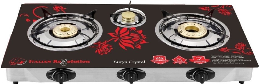 Surya crystal 3 shop burner glass top