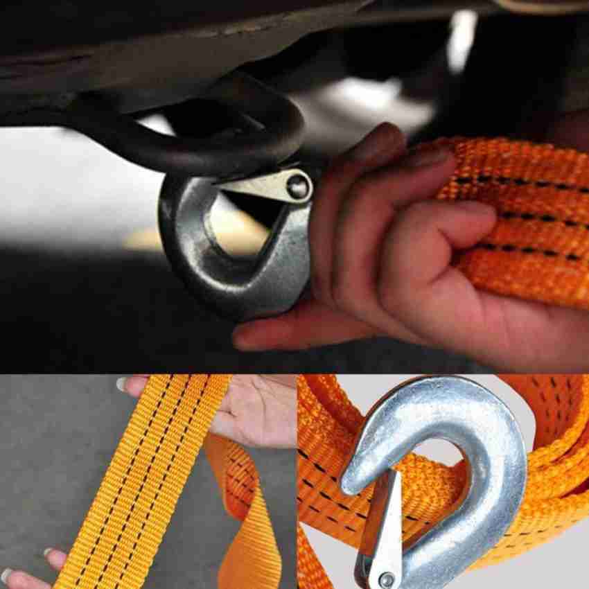 RHONNIUM ® Nylon Tow Strap Yellow Towing Rope with 2 Safety