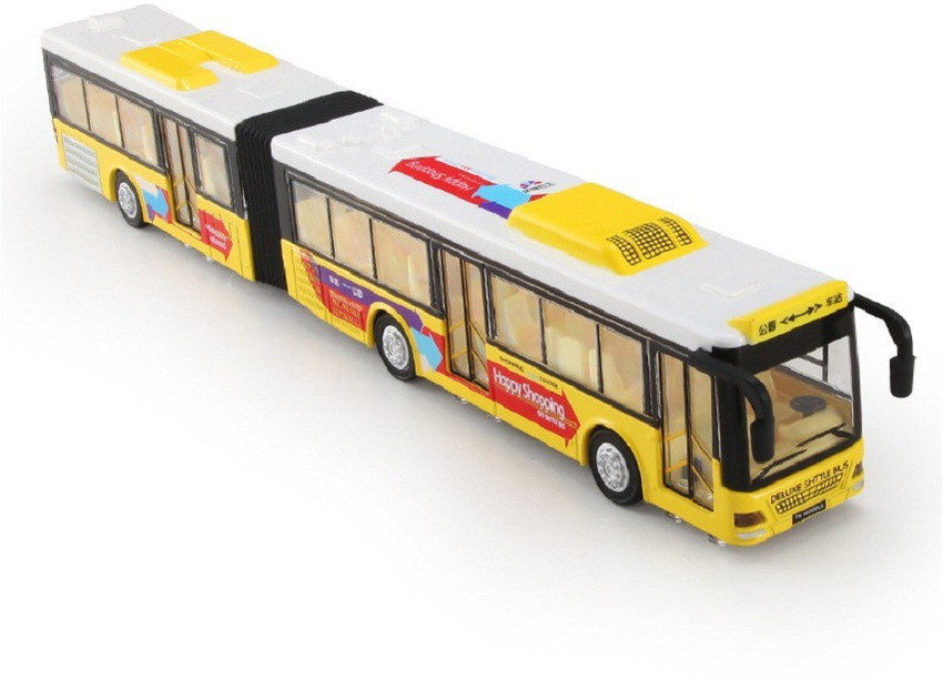 EMOB Long Size Die Cast Metal Body Yellow Luxury Bus Toy With Light Sounds Effects for Kids Long Size Die Cast Metal Body Yellow Luxury Bus Toy With Light