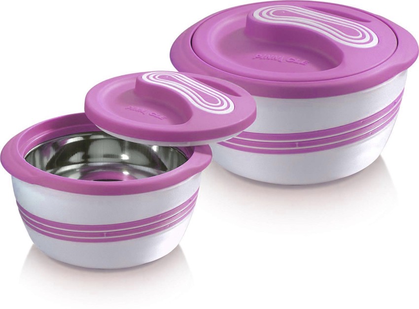 Pinnacle Thermoware 3-Pc Set Stainless Steel Bowl Insulated Food Container,  Purple 