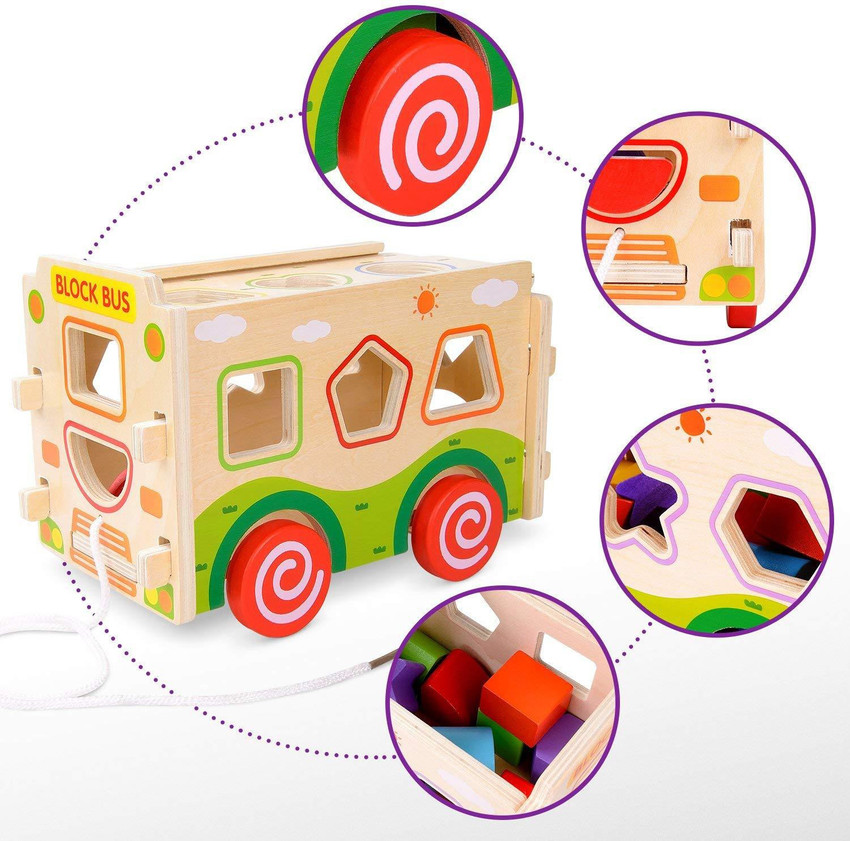 Wooden bus shape sorter on sale