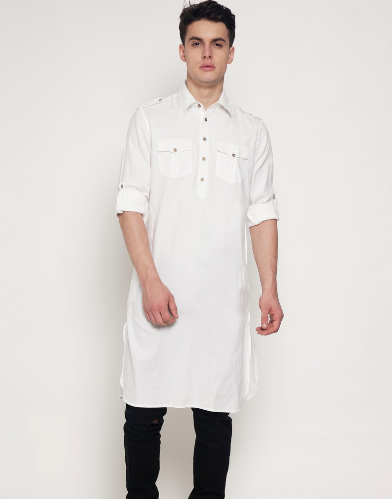 Freehand Men Kurta Pyjama Set Buy White Freehand Men Kurta
