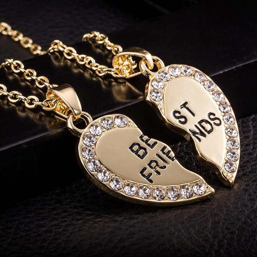 PEORA Best Friends Necklace for 2 BFF Broken Heart Necklace Gold
