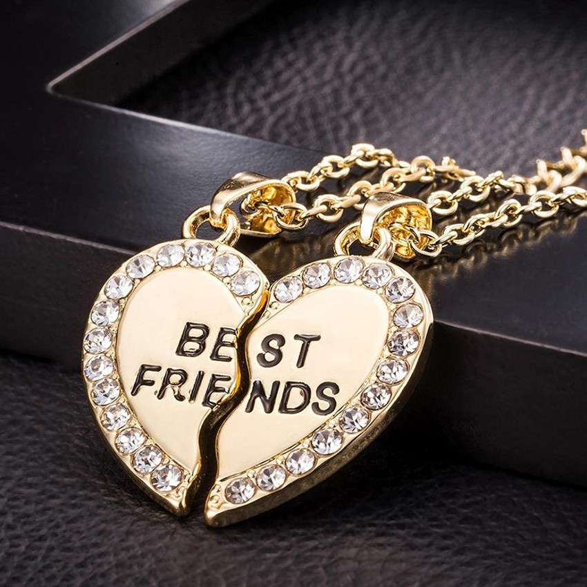 PEORA Best Friends Necklace for 2 BFF Broken Heart Necklace Gold