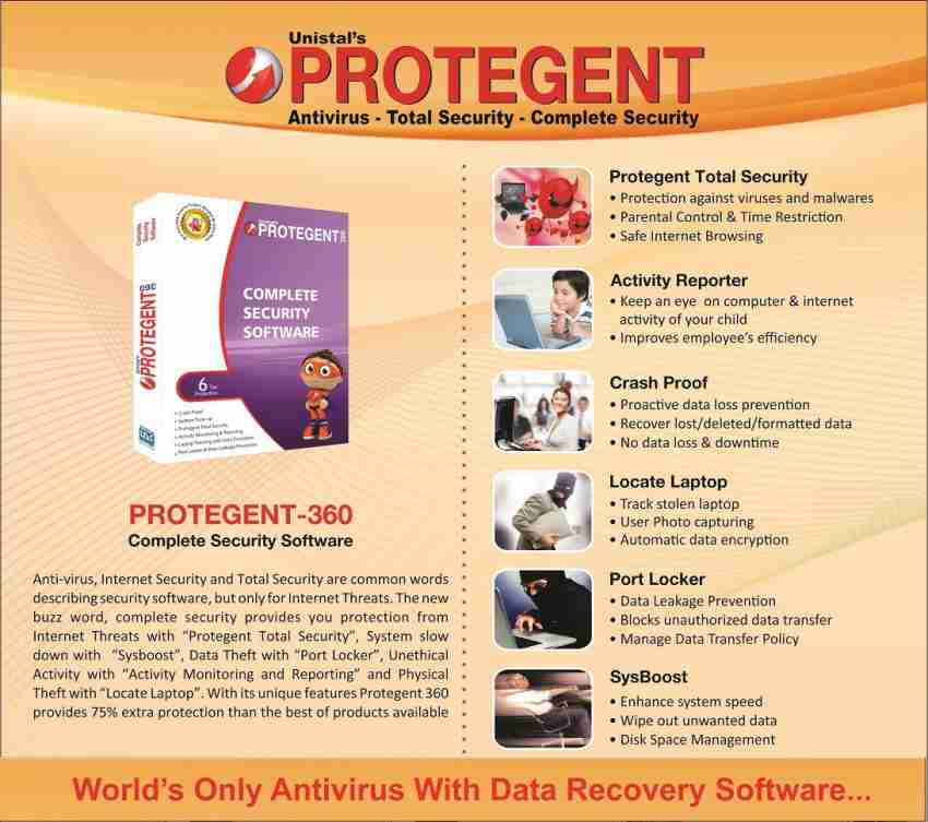 Protegent Antivirus with Data Recovery Software 10 PC/ 1 Yr. (CD