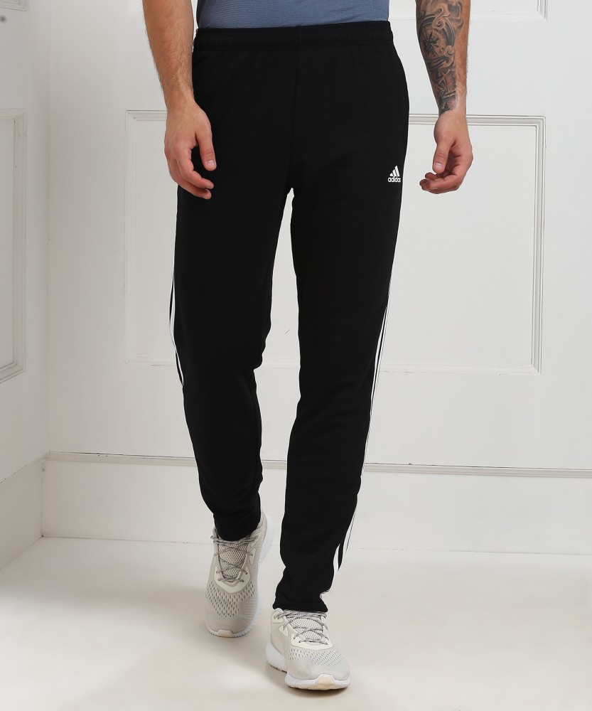 Adidas solid men's outlet black track pants