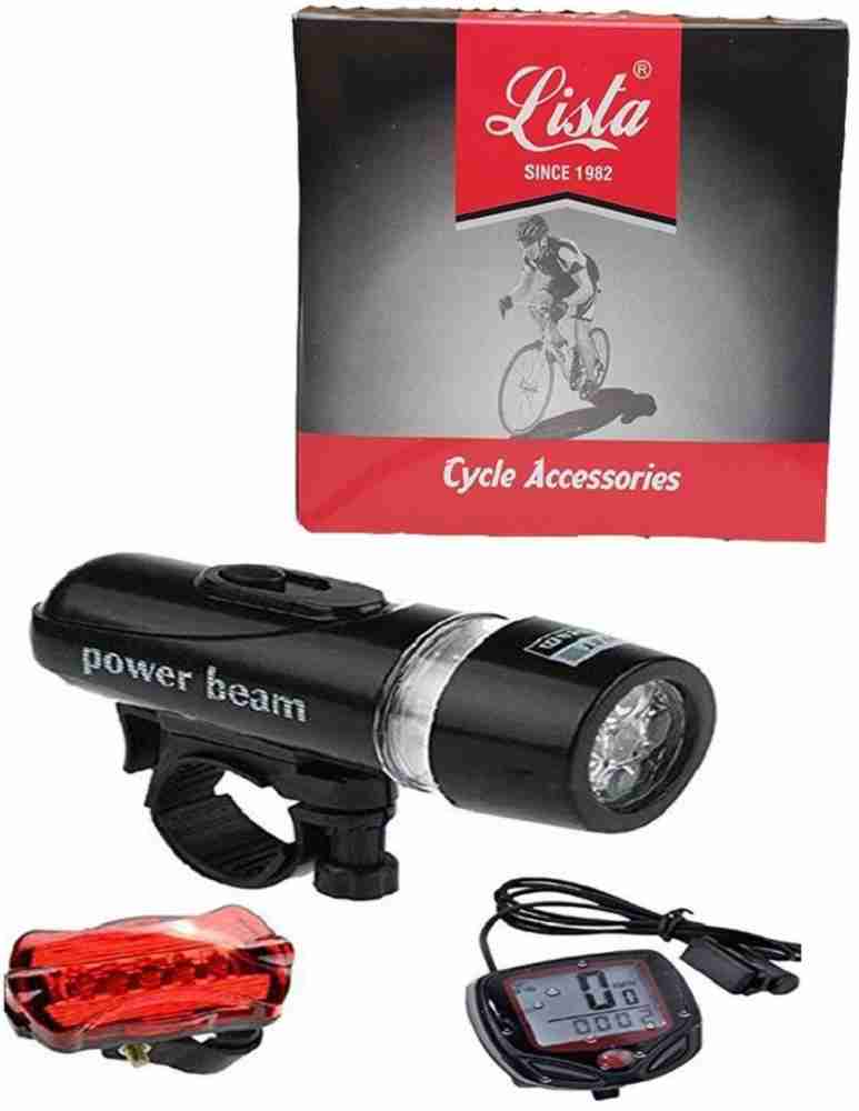 LISTA 002 LED Headlight Rear Light and Speedometer Bicycle Combo