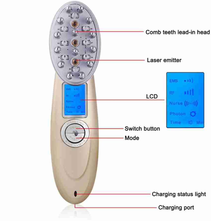 Laser Photon Microcurrent Vibration Massage Comb Red Light Therapy