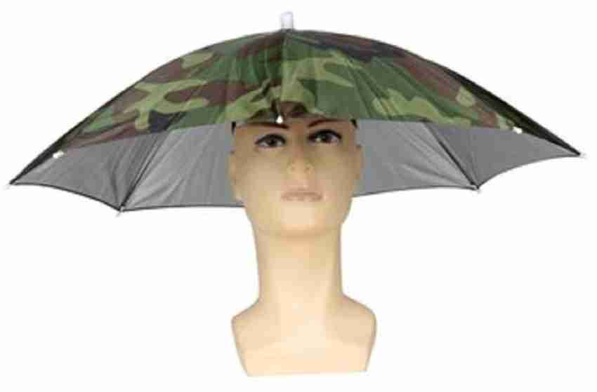 2Pcs 20 Fishing Umbrella Hat Folded Sun Rain Cap Head Umbrella