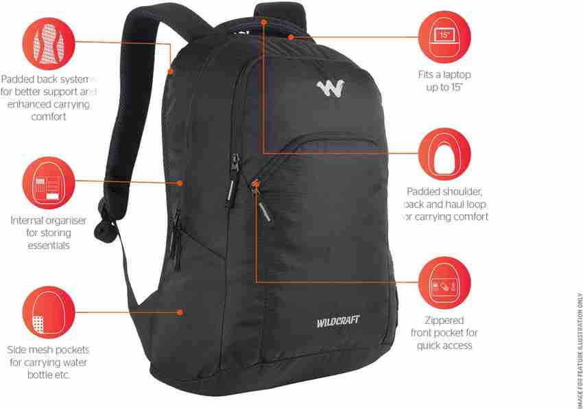 Wiki by Wildcraft Ace 2 Black Backpack 26 L Backpack Black Price