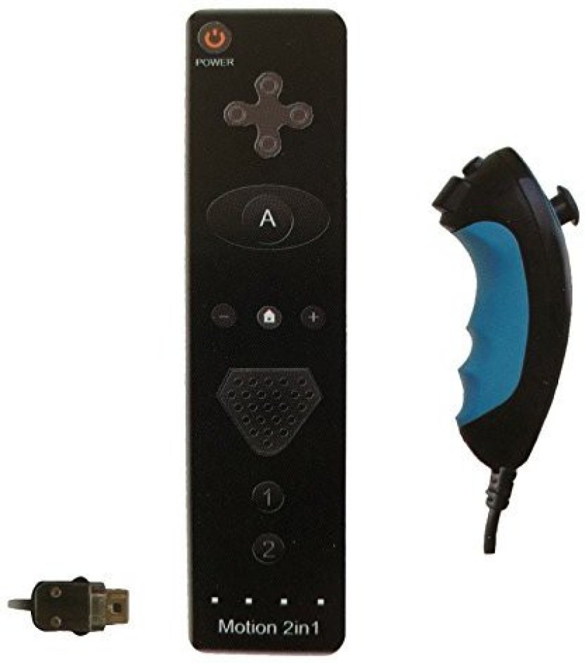 2in1 Built in Motion Plus Remote and Nunchuck Controller for Wii Wii U  Games (Black)