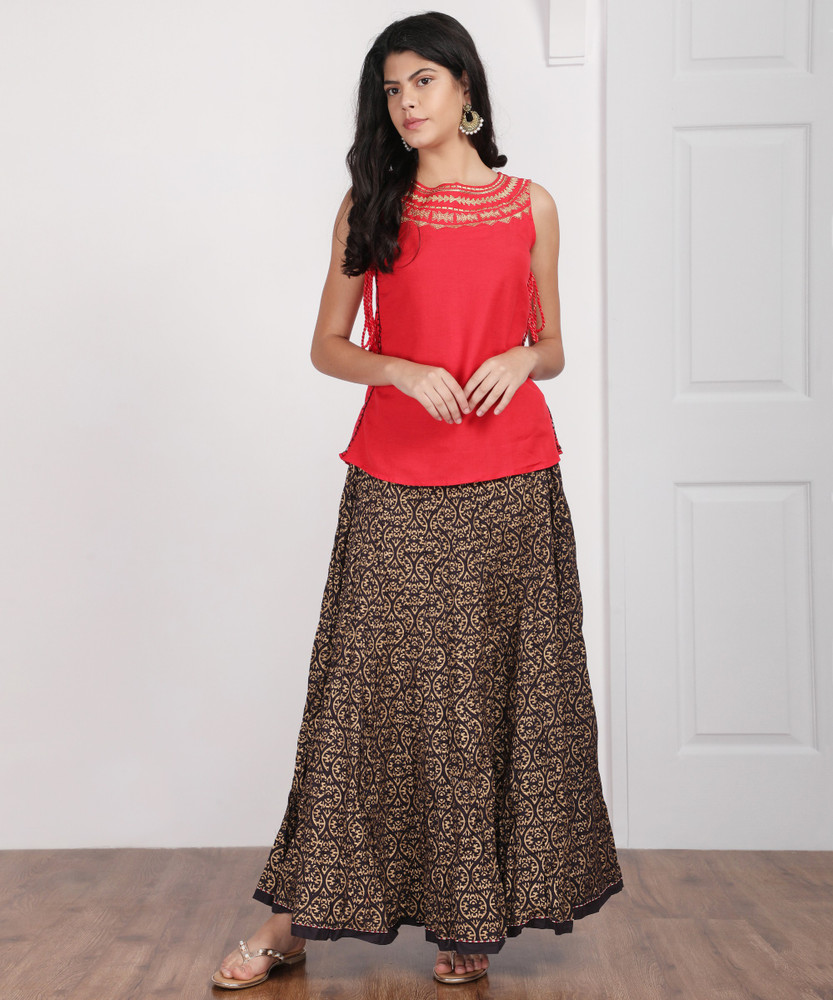BIBA Printed Women Straight Brown Skirt Buy BROWN GOLD BIBA Printed Women Straight Brown Skirt Online at Best Prices in India Flipkart