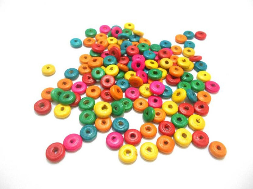 BestVBuy Colorful flat wooden round disc beads for jewelry making