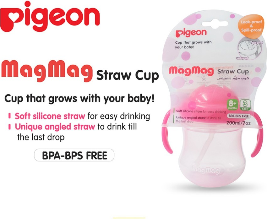 Pigeon 200ml Magmag BPA Free Leak Proof Straw Plastic Cup Pink