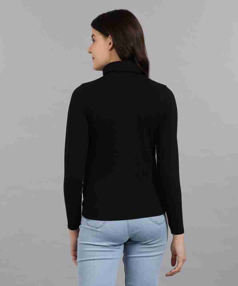 Pepe Jeans Solid Women Turtle Neck Black T-Shirt - Buy BLACK Pepe Jeans  Solid Women Turtle Neck Black T-Shirt Online at Best Prices in India