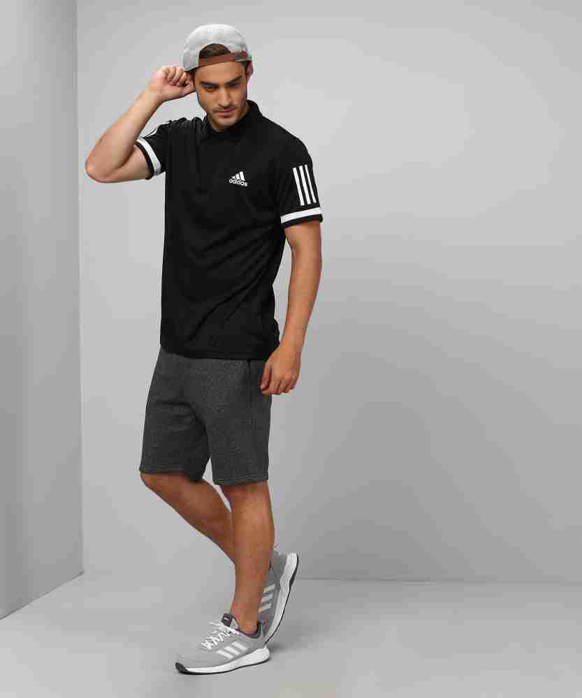 ADIDAS Solid Men Polo Neck Black T Shirt Buy Black ADIDAS Solid Men Polo Neck Black T Shirt Online at Best Prices in India Flipkart