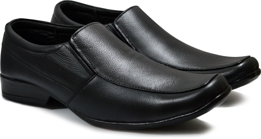 Buy Formal Synthetic Black Slip On Shoes Without Laces for Men online |  Looksgud.in