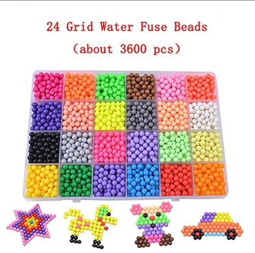 Kalolary Water Fuse Beads Kit 3600 beads 24 colours Bead Refill Magic Beads  for Kids Creative Art Crafts Coordination Learning Toys (only - Water Fuse  Beads Kit 3600 beads 24 colours Bead