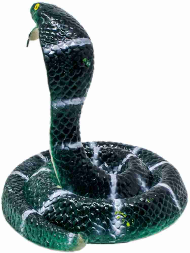 Tootpado Realistic Rubber Snake Toy Round Cobra Dark Green