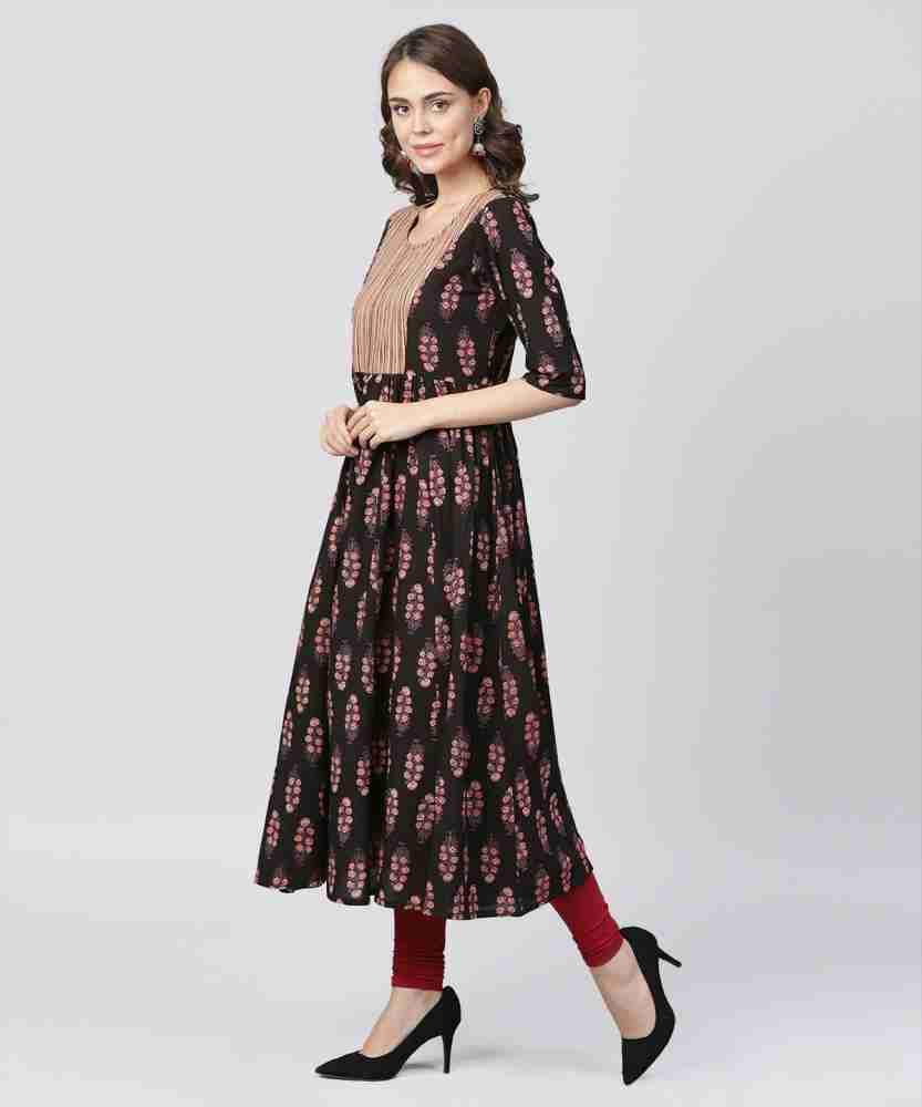 Nayo black printed 2025 anarkali kurta