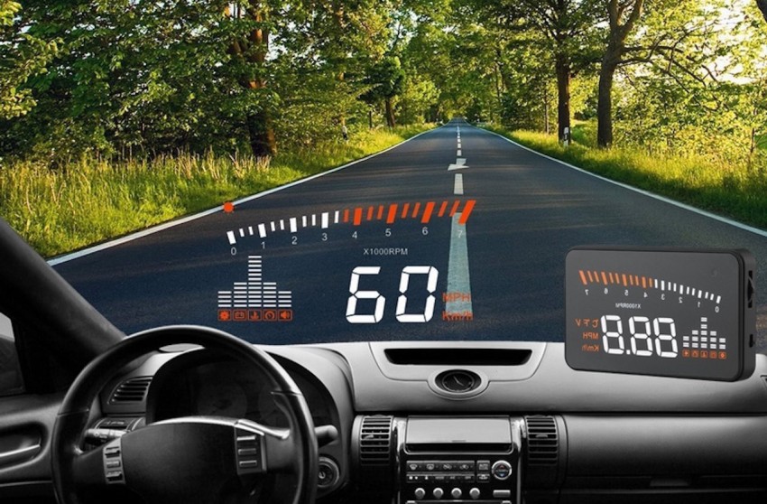 Head Up Display Imported by HUD India - Universal 3.5 inch LED screen with  OBD2 connector - Digital Speedometer for all cars - Speed, RPM, Water  Temperature & Overspeed Alarm Radar Detector