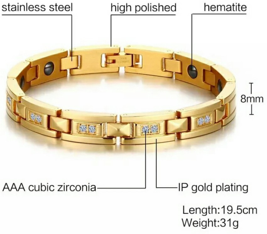 Impression stainless steel store gold plated bracelet