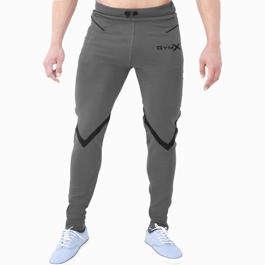 Gymx Solid Men Grey Track Pants - Buy Gymx Solid Men Grey Track Pants  Online at Best Prices in India