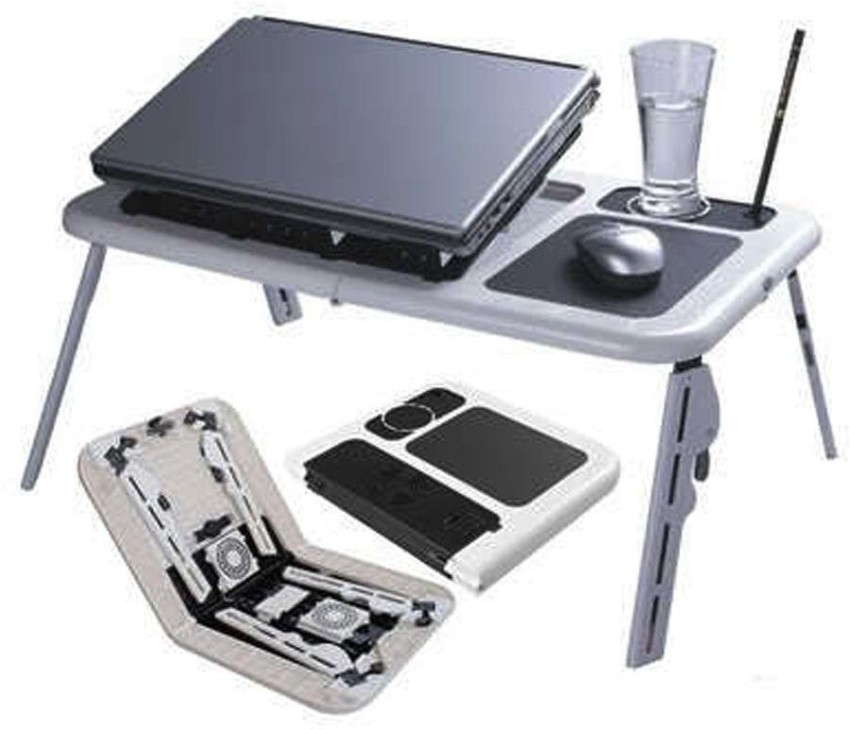 Portable foldable laptop table stand outlet with 2 fan usb