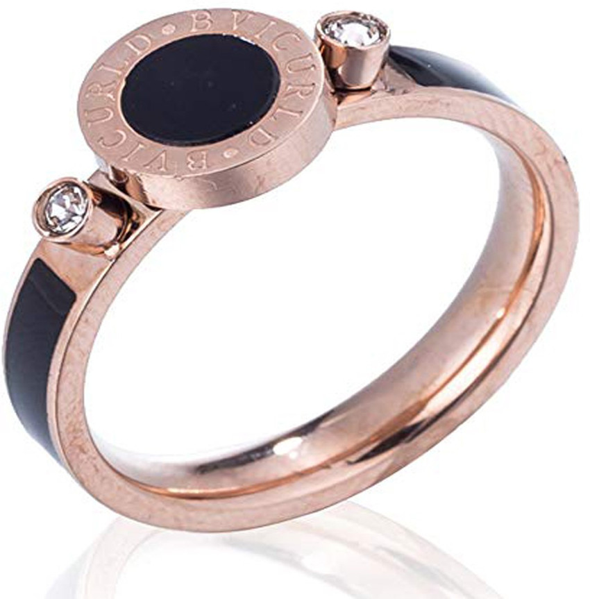 saphira Chico Textured Black Imported Rose Gold Stylish Charm Ring For Girls Women Stainless Steel Ring Price in India Buy saphira Chico Textured Black Imported Rose Gold Stylish Charm Ring
