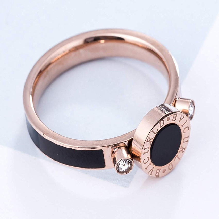 saphira Chico Textured Black Imported Rose Gold Stylish Charm Ring For Girls Women Stainless Steel Ring Price in India Buy saphira Chico Textured Black Imported Rose Gold Stylish Charm Ring