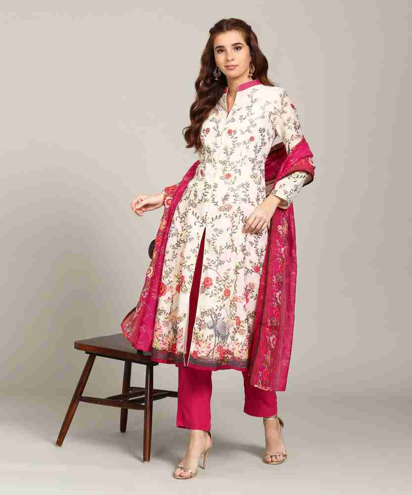 BIBA Floral Print Kurta, Trouser/Pant & Dupatta Set - Buy BIBA Floral Print  Kurta, Trouser/Pant & Dupatta Set Online at Best Prices in India