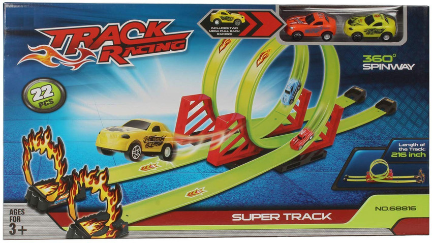 Planet of Toys 22 Pcs Pullback Racing Cars Double Track Set For