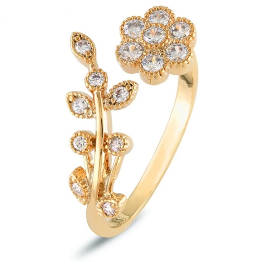 Resizable Gold Ring for Women - Austrian Crystal Adjustable Ring