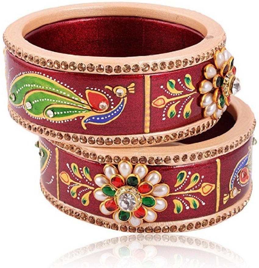 Buy Anjali Bengals Pink Lac Bangle Set for Women at