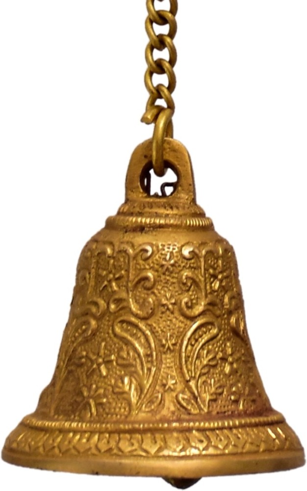 ExclusiveLane 'Elegant Peacock' | Hand-Etched Brass Hanging Bell for Temple  | Decorative for Home, Mandir, Living Room | Pooja Decorative Items 