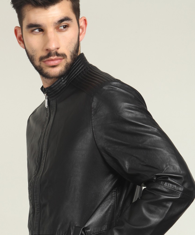 Wrangler leather best sale biker jacket