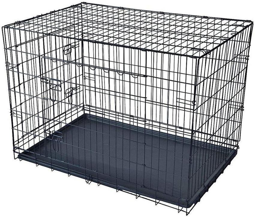 SRI Folding Metal Crate Cage Single Door with Removable Tray Dog