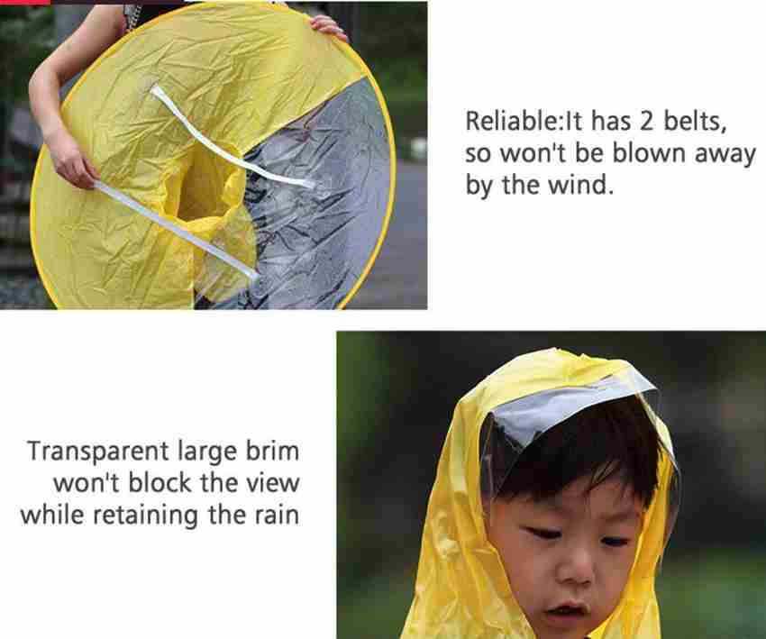 FULLY Waterproof Hat Cap Umbrella Used For Rainy Season Yellow