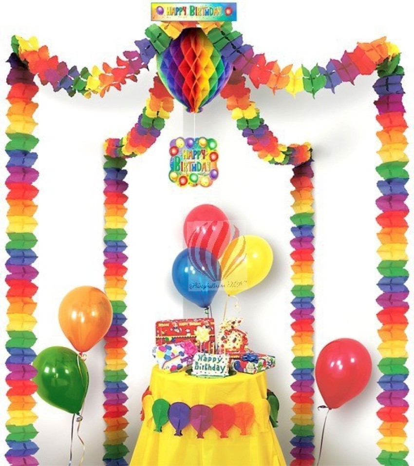 PartyballoonsHK Happy Birthday Canopy, Hanging Birthday Party Decorations.  Multi Colored Rainbow Tissue Paper Garland Party Decoration! Price in India  - Buy PartyballoonsHK Happy Birthday Canopy, Hanging Birthday Party  Decorations. Multi Colored Rainbow