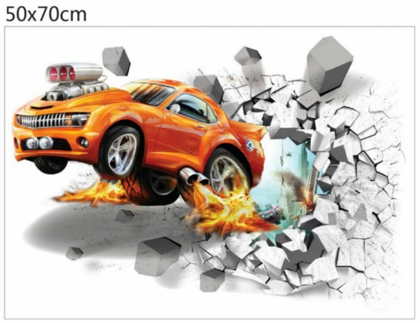 Impression 70 cm Orange Car 3D Wallpaer Removable Sticker Price in India -  Buy Impression 70 cm Orange Car 3D Wallpaer Removable Sticker online at